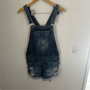 Denim Blue Women's Jeans Overall Shorts